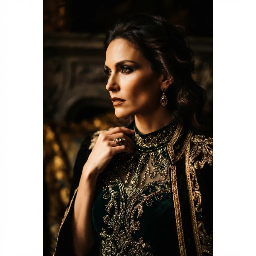 Editorial portrait with dramatic amber lighting